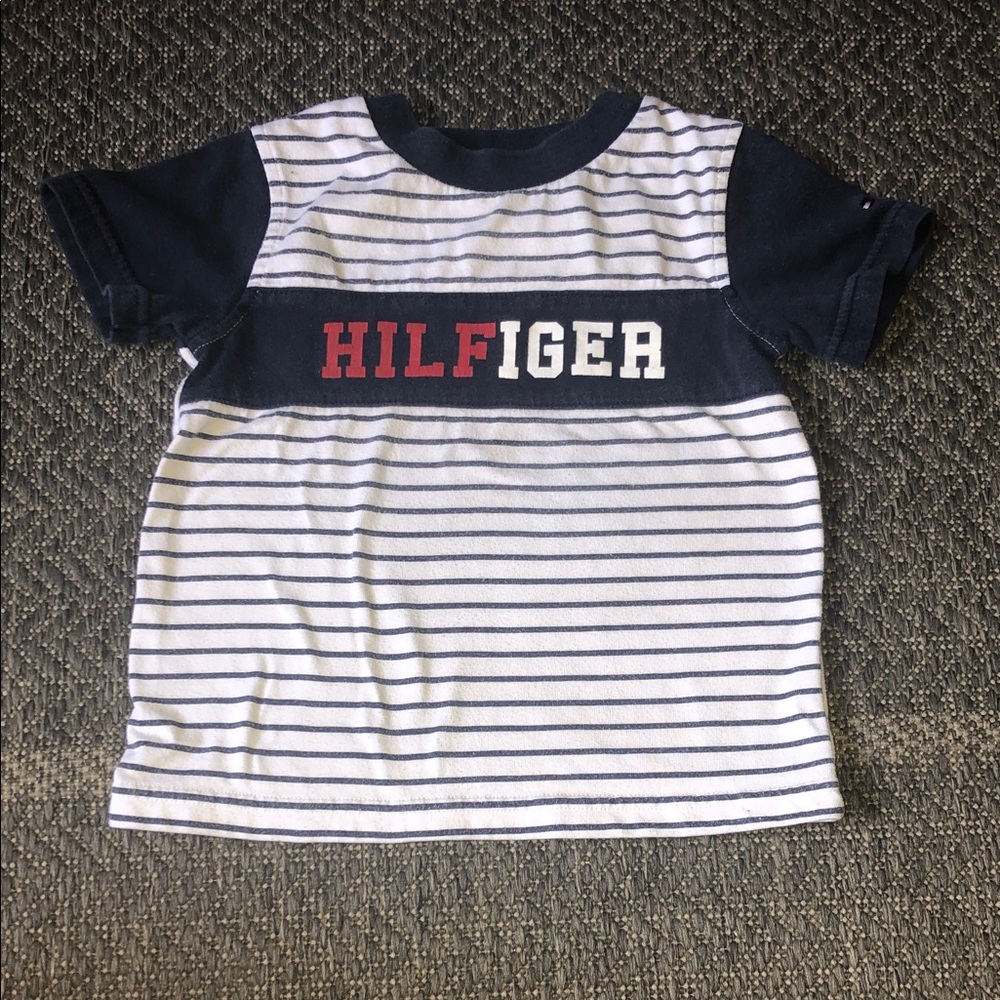 Tommy Hilfiger Navy, White & Red Striped Toddler Tee
